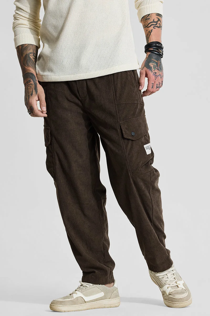 سنيتش Brown Relaxed Fit Corduroy Cargo Pants